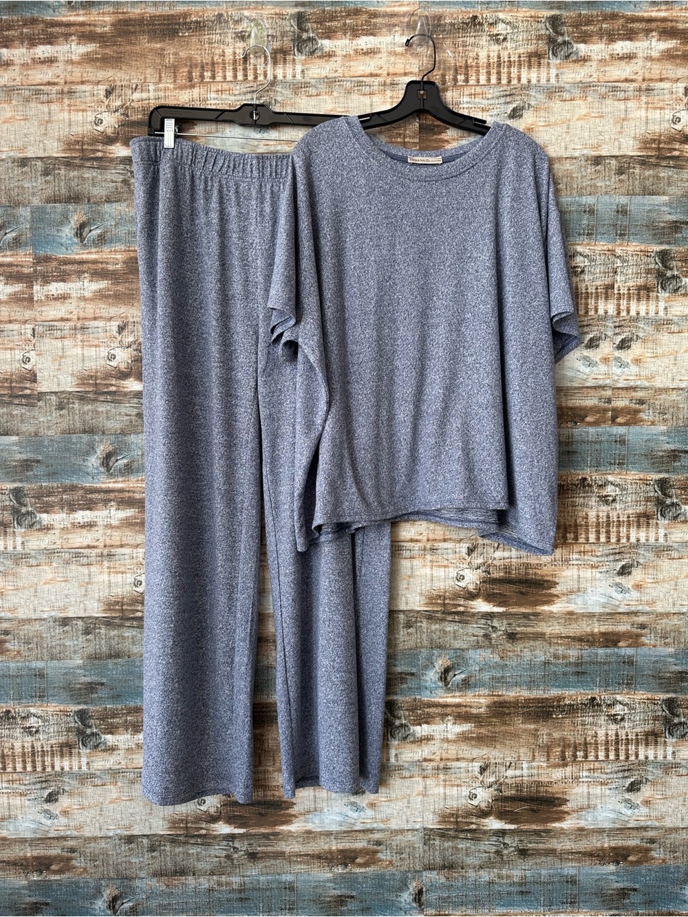 Zenana Heathered Gray Knit set - Navy